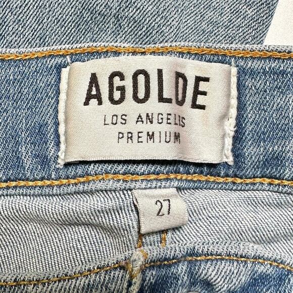 Agolde Sophie High Waist Distressed Skinny Jeans Beyond Blue Women 27 - Picture 4 of 9